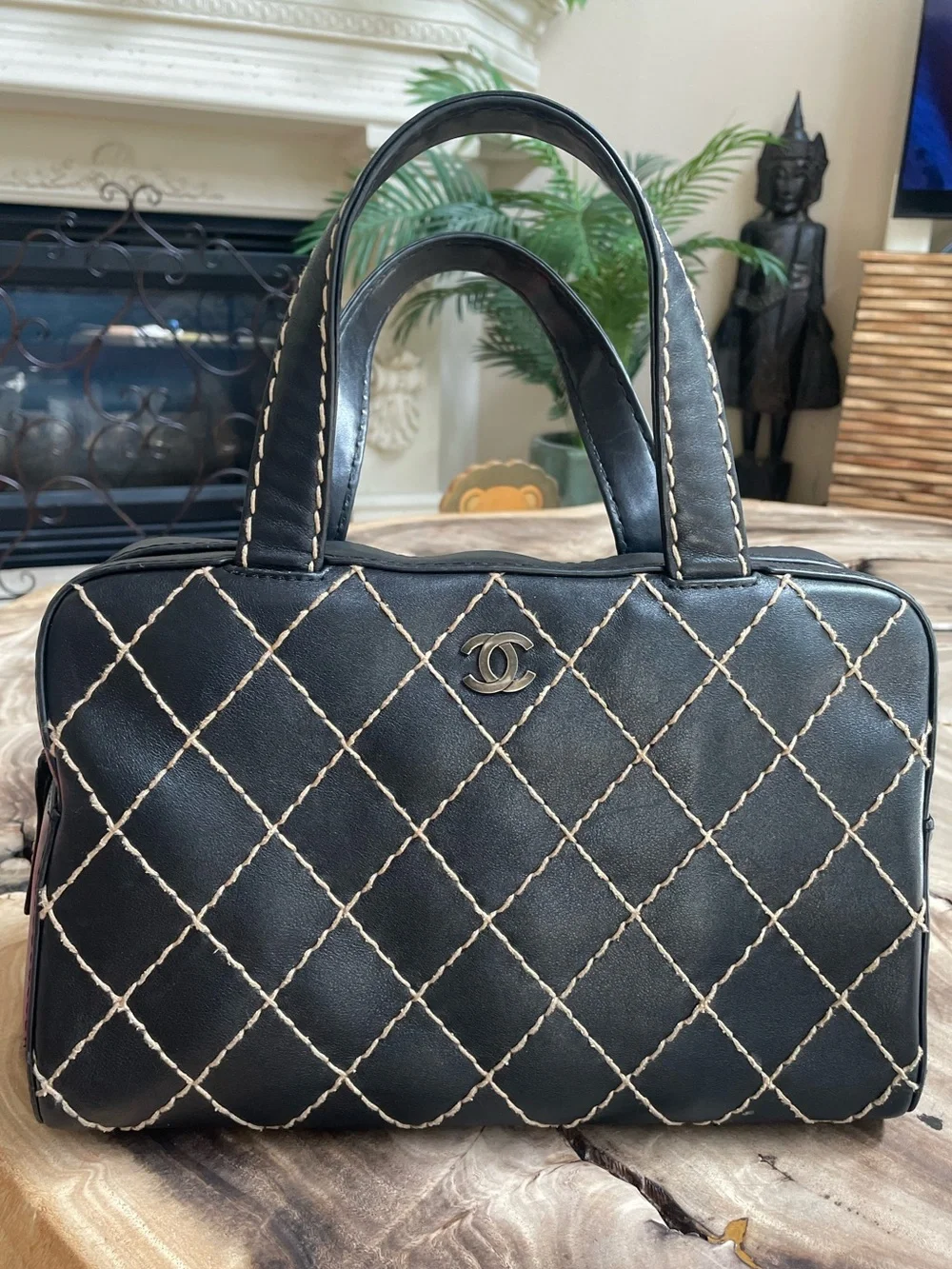 Chanel Large black wild stitch Boston bag